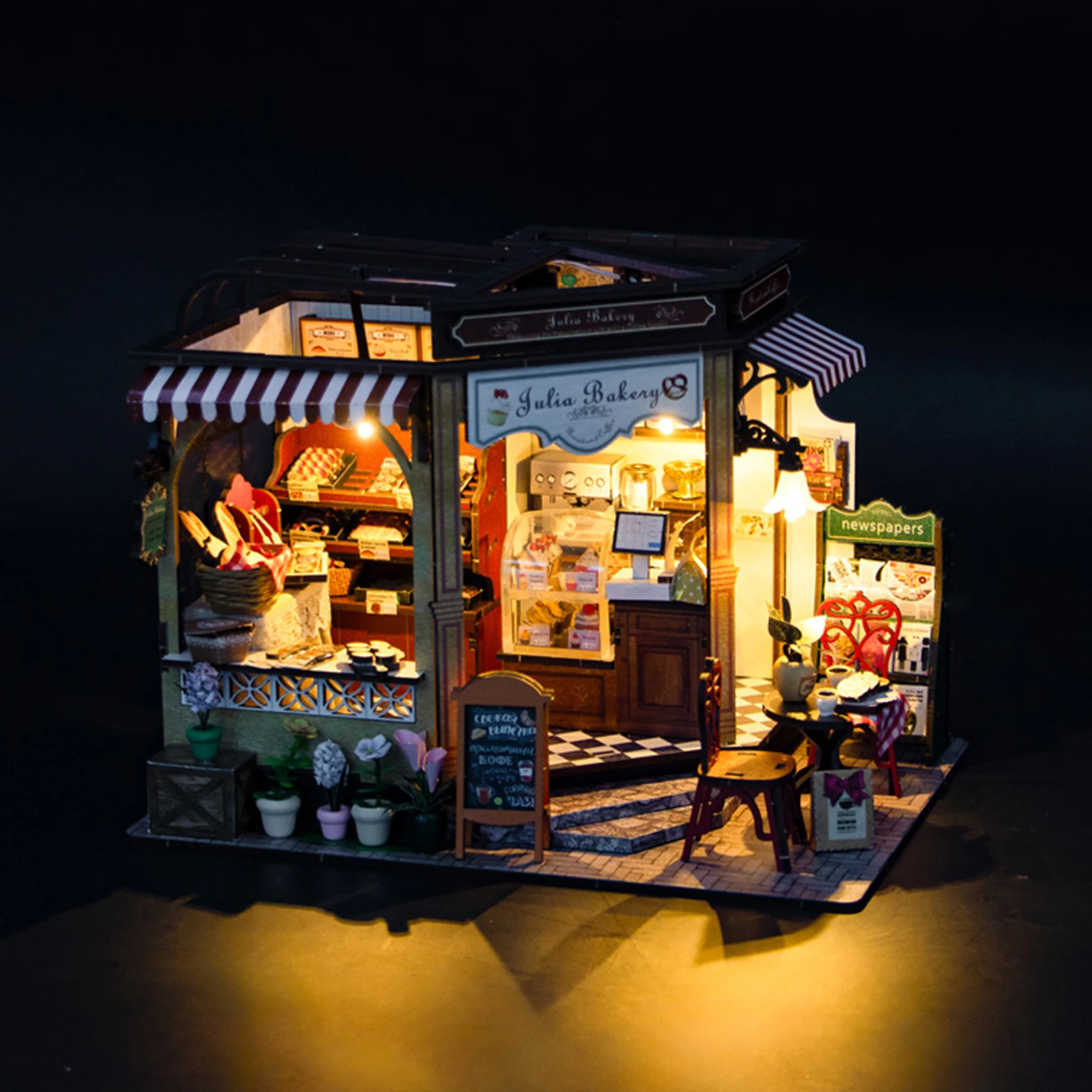 DIY Wooden 3D Bakery Room Doll Houses Miniature Assembly Model Building Bedroom Kit Dollhouse With Furniture Toys For Gifts