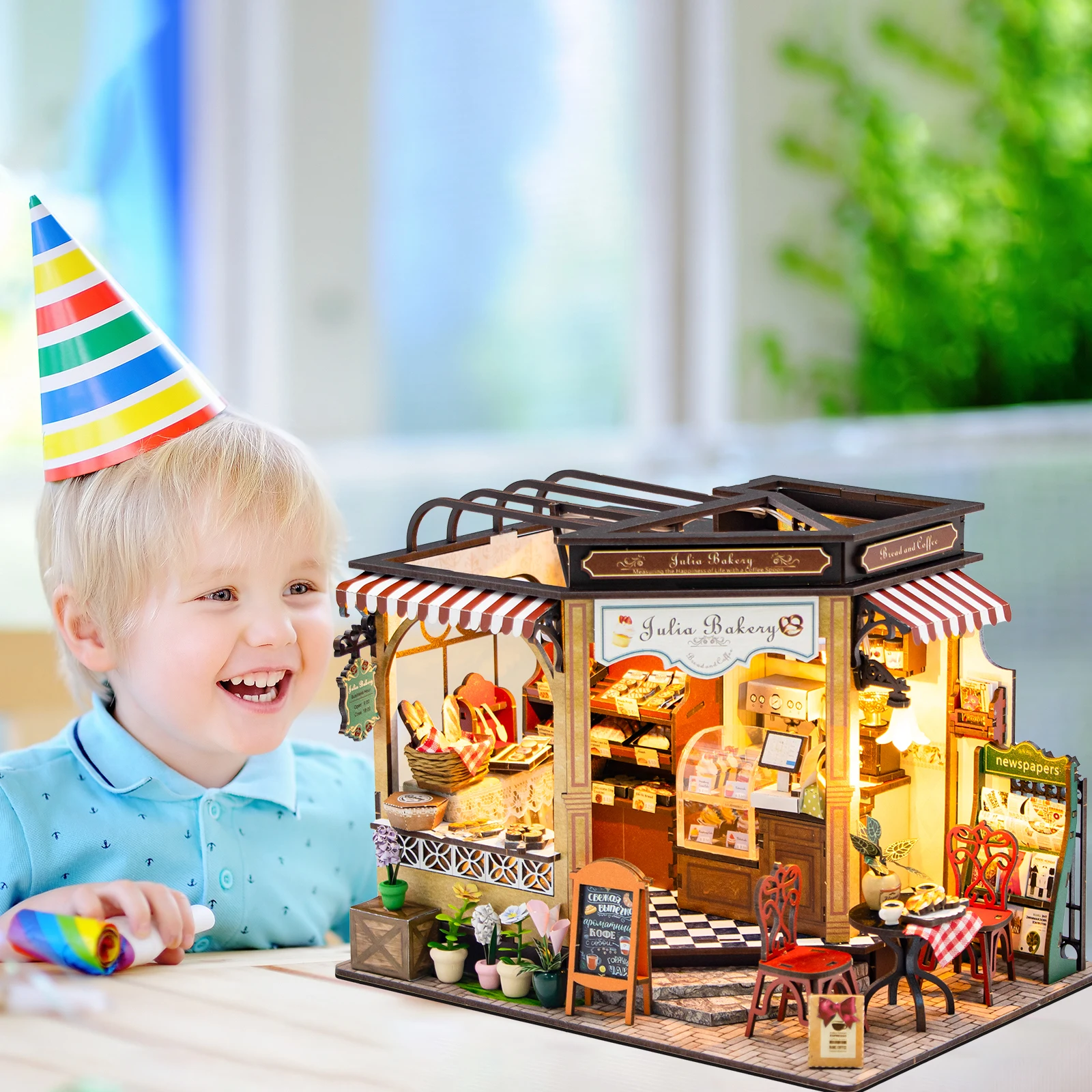 DIY Wooden 3D Bakery Room Doll Houses Miniature Assembly Model Building Bedroom Kit Dollhouse With Furniture Toys For Gifts