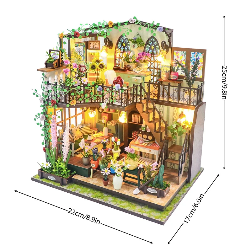 DIY Wooden 3D Bakery Room Doll Houses Miniature Assembly Model Building Bedroom Kit Dollhouse With Furniture Toys For Gifts