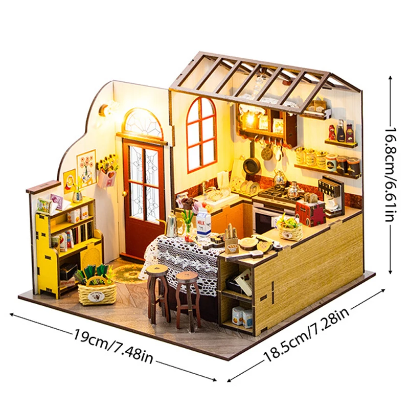 DIY Wooden 3D Bakery Room Doll Houses Miniature Assembly Model Building Bedroom Kit Dollhouse With Furniture Toys For Gifts