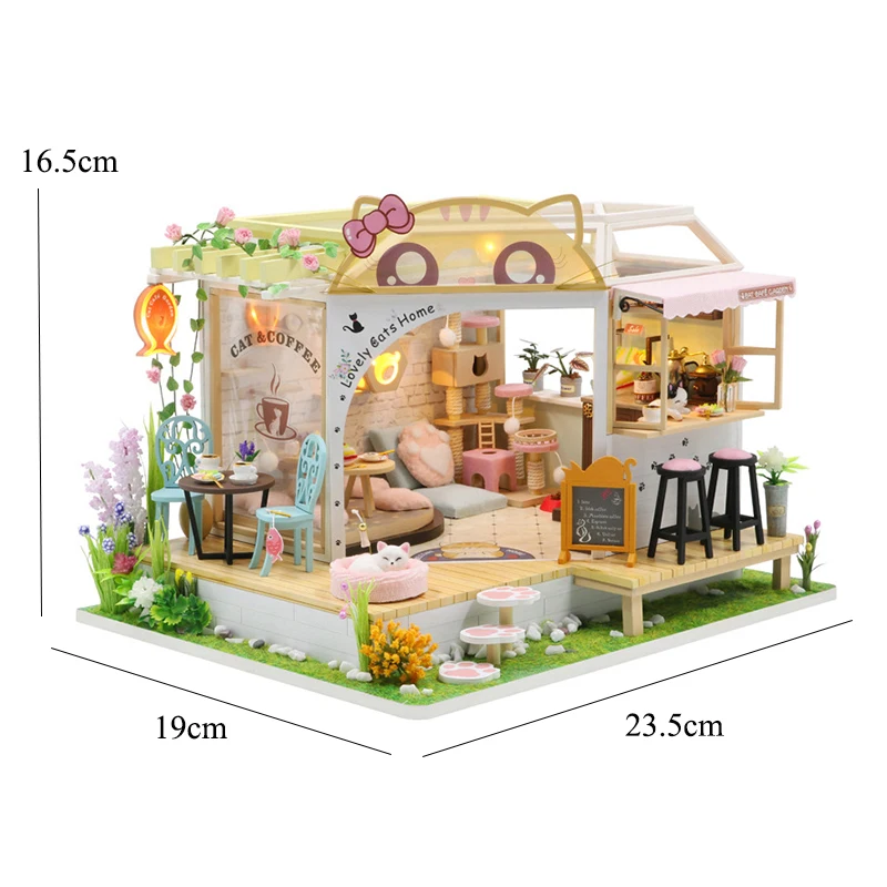 DIY Wooden 3D Bakery Room Doll Houses Miniature Assembly Model Building Bedroom Kit Dollhouse With Furniture Toys For Gifts