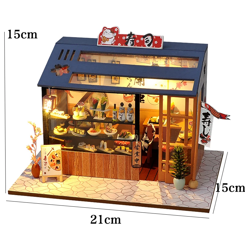 DIY Wooden 3D Bakery Room Doll Houses Miniature Assembly Model Building Bedroom Kit Dollhouse With Furniture Toys For Gifts