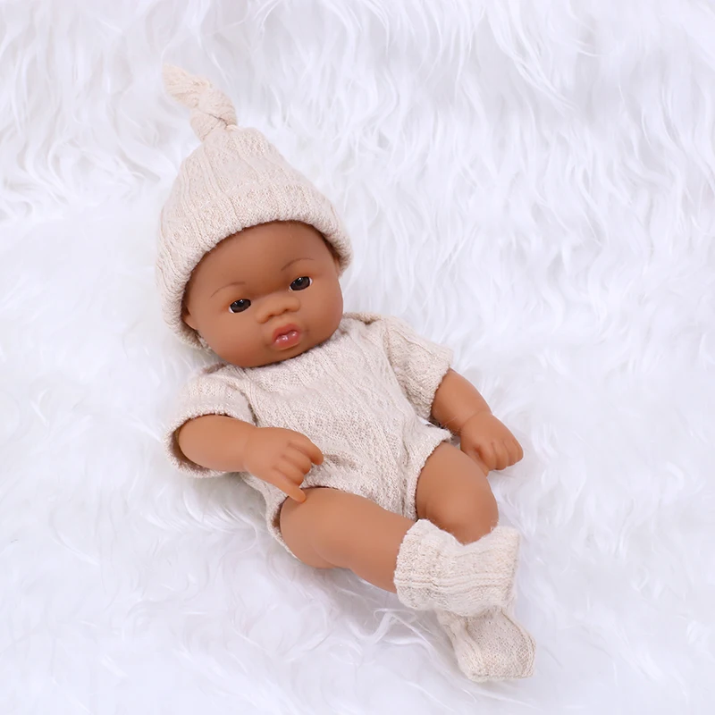 20cm 7.87inch Mini Reborn Dolls Vinyl Brown Skin Soft Full Body Doll Lifelike Soft Reborn Doll Cute Doll For Girls Dolls Toys