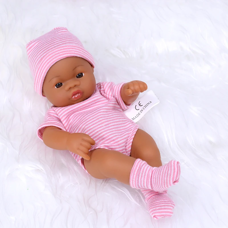 20cm 7.87inch Mini Reborn Dolls Vinyl Brown Skin Soft Full Body Doll Lifelike Soft Reborn Doll Cute Doll For Girls Dolls Toys
