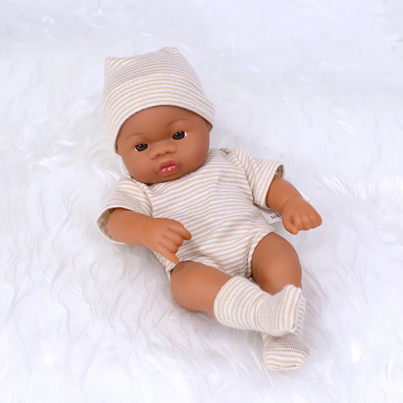 20cm 7.87inch Mini Reborn Dolls Vinyl Brown Skin Soft Full Body Doll Lifelike Soft Reborn Doll Cute Doll For Girls Dolls Toys