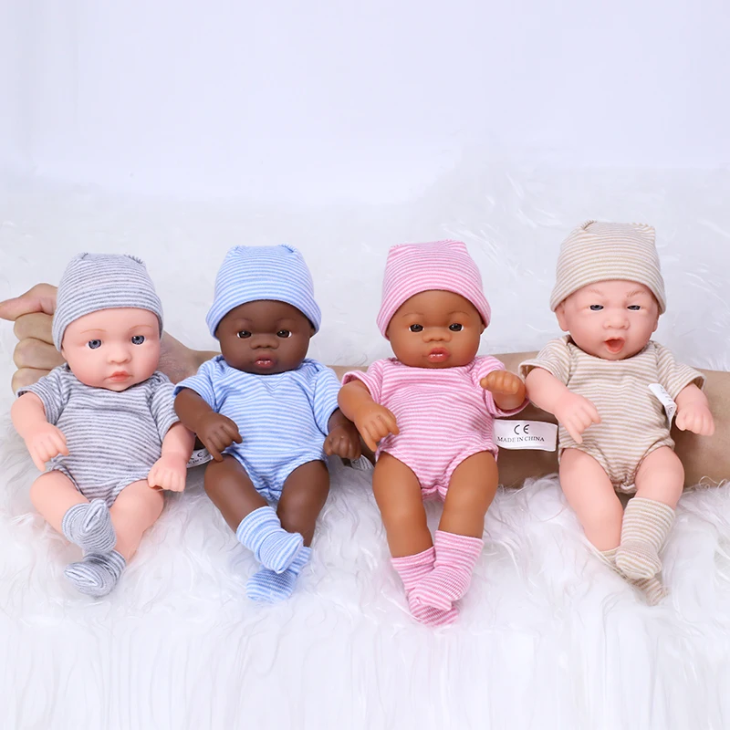 20cm 7.87inch Mini Reborn Dolls Vinyl Brown Skin Soft Full Body Doll Lifelike Soft Reborn Doll Cute Doll For Girls Dolls Toys