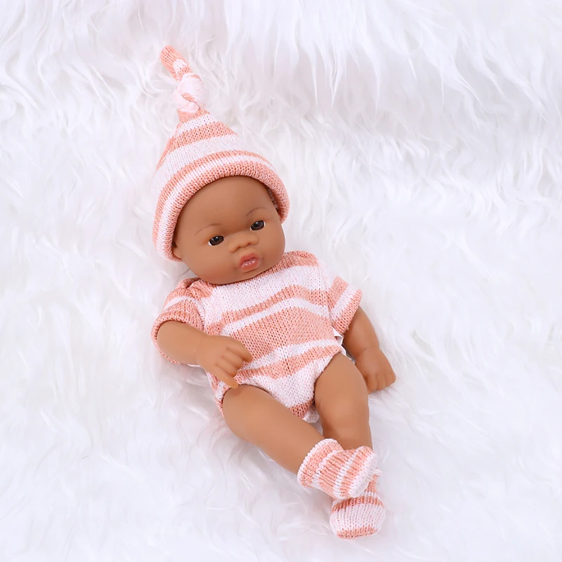 20cm 7.87inch Mini Reborn Dolls Vinyl Brown Skin Soft Full Body Doll Lifelike Soft Reborn Doll Cute Doll For Girls Dolls Toys