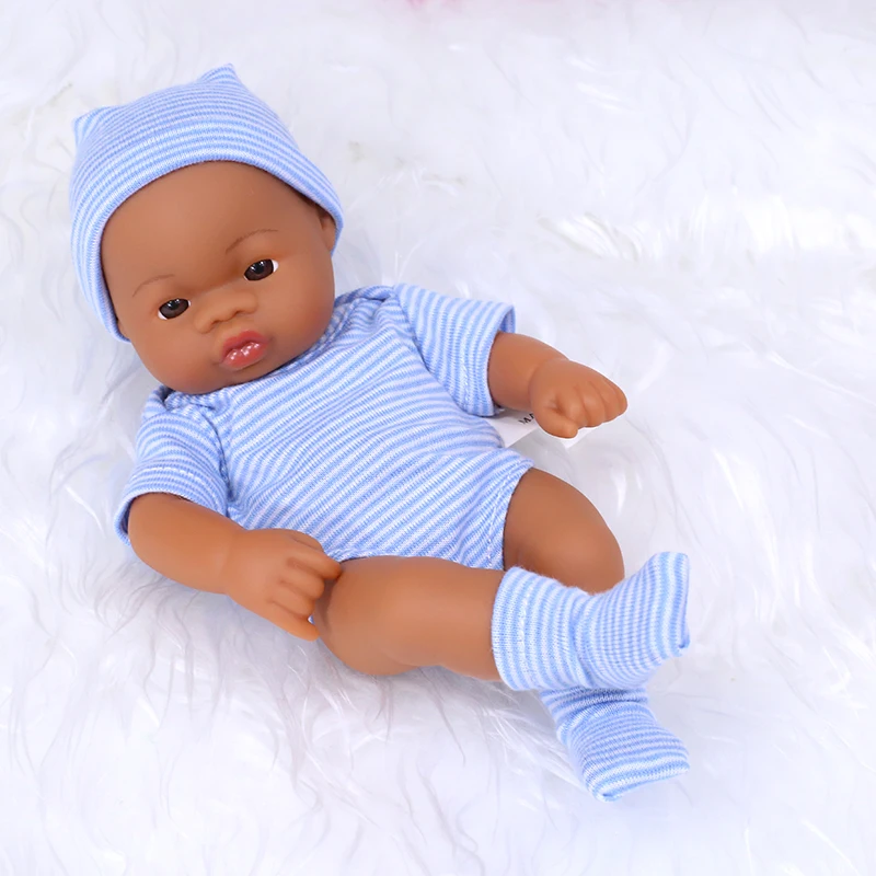 20cm 7.87inch Mini Reborn Dolls Vinyl Brown Skin Soft Full Body Doll Lifelike Soft Reborn Doll Cute Doll For Girls Dolls Toys