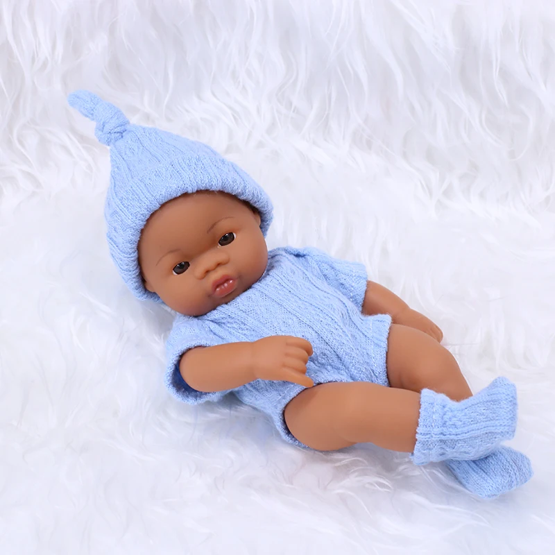 20cm 7.87inch Mini Reborn Dolls Vinyl Brown Skin Soft Full Body Doll Lifelike Soft Reborn Doll Cute Doll For Girls Dolls Toys