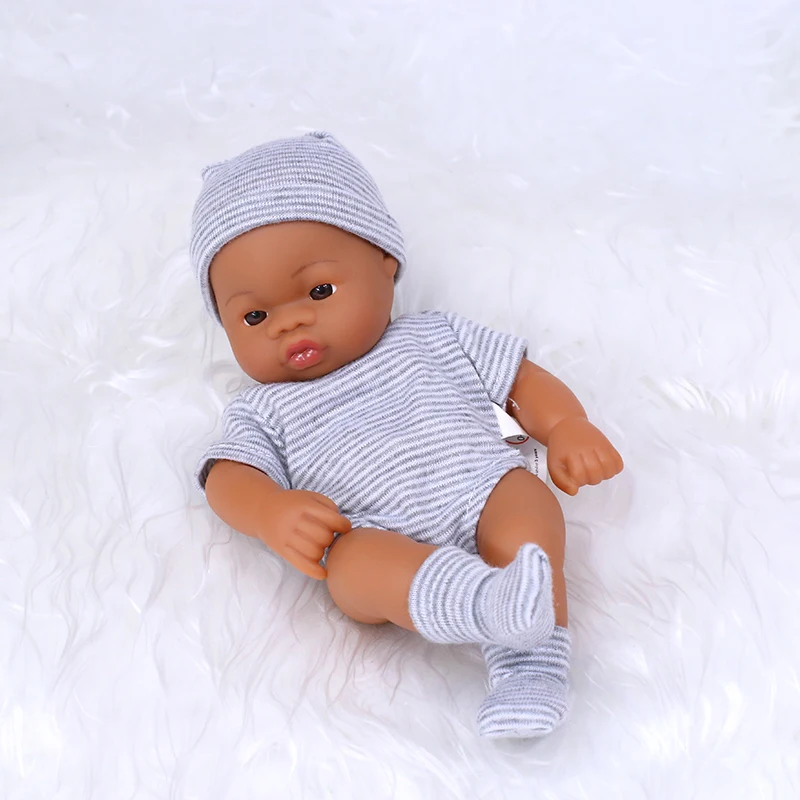 20cm 7.87inch Mini Reborn Dolls Vinyl Brown Skin Soft Full Body Doll Lifelike Soft Reborn Doll Cute Doll For Girls Dolls Toys