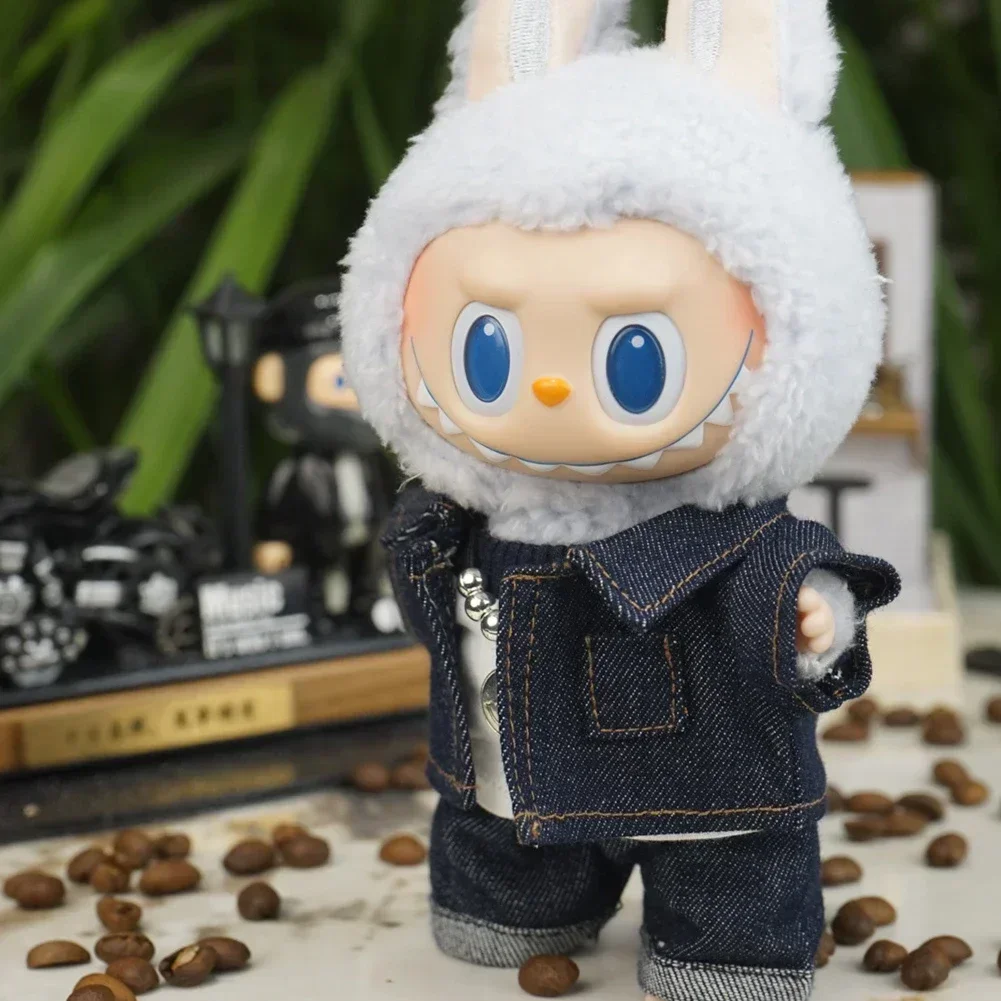 Trendy Fashion Denim Suit Mini Plush Doll'S Clothes Outfit Accessories For Korea Kpop Exo Labubu V1 V2 Idol Dolls Clothing Gift