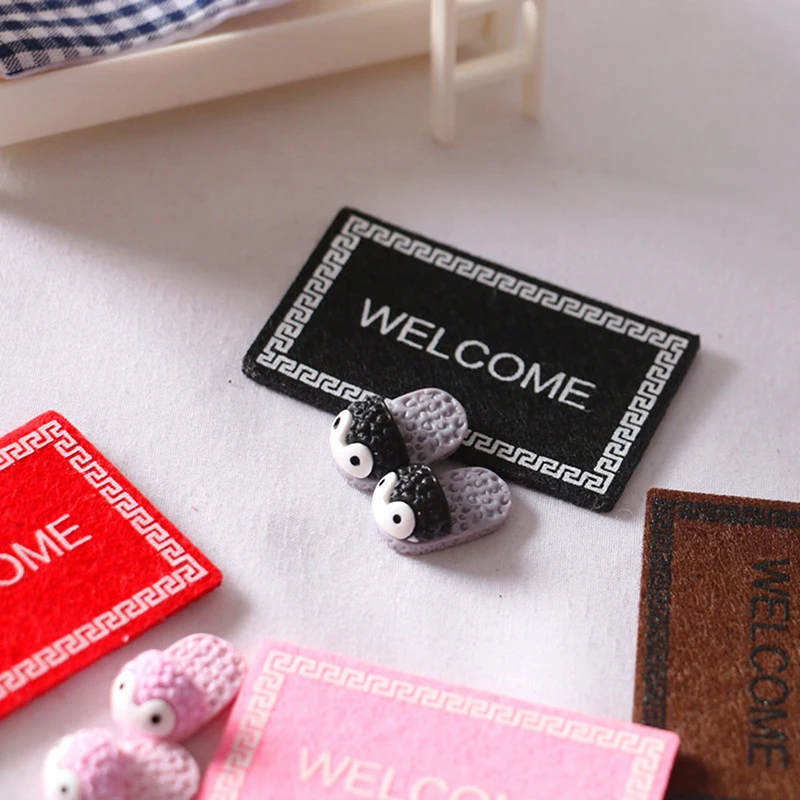 1:12 doll house floor decoration welcome carpet mini slippers miniature