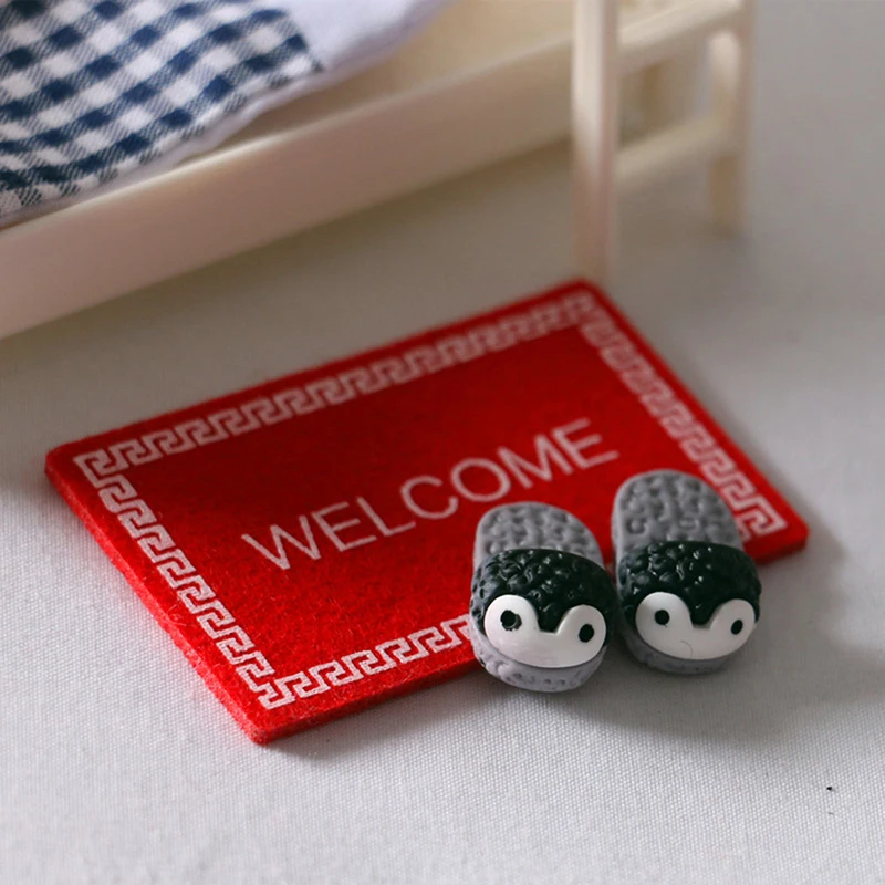 1:12 doll house floor decoration welcome carpet mini slippers miniature