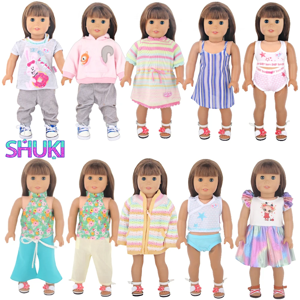 Doll Clothes Squirrel, Rabbit, Cartoon Pattern Outfit Suit Colorful Dress For 18 inch American&43cm Baby New Born,OG Girl Doll