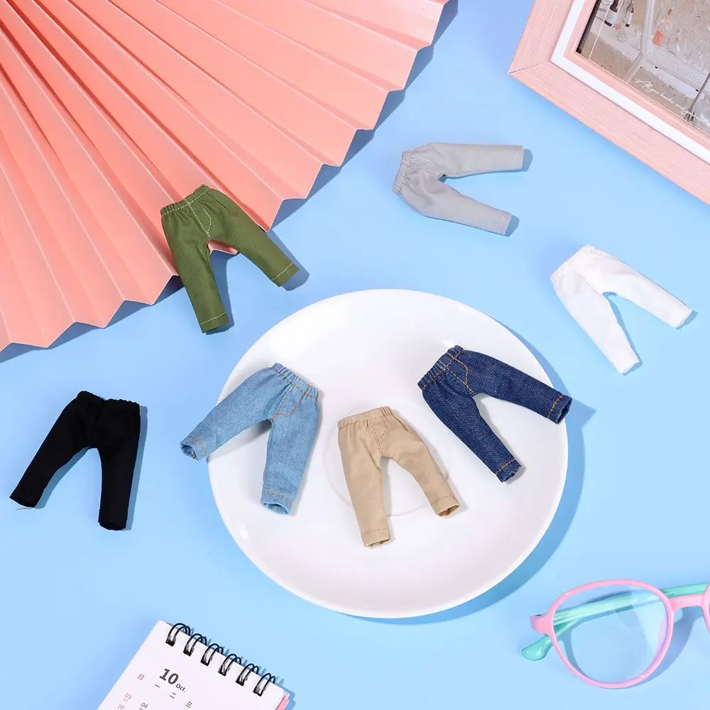 Fashion Denim Long Pants Doll Tights Pants Leggings For 1/11 1/12 Mini Doll Casual Wears Pants Clothes
