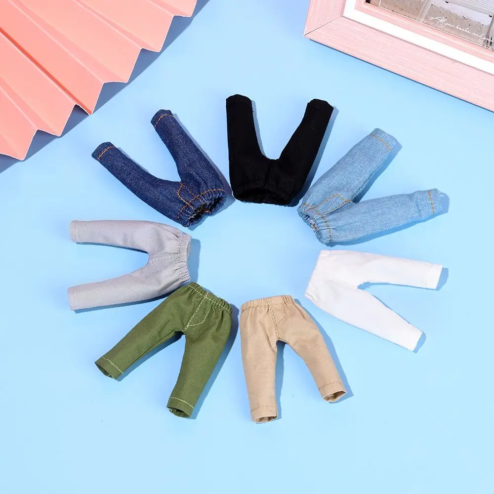Fashion Denim Long Pants Doll Tights Pants Leggings For 1/11 1/12 Mini Doll Casual Wears Pants Clothes