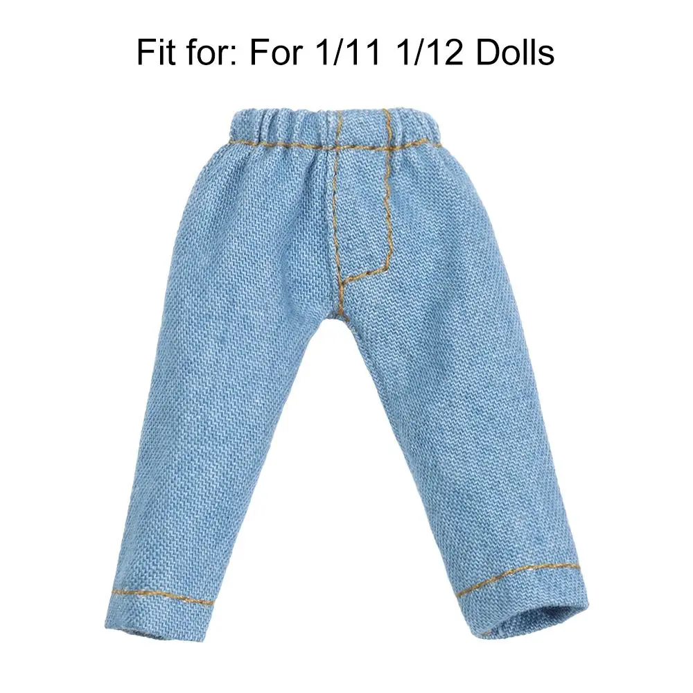Fashion Denim Long Pants Doll Tights Pants Leggings For 1/11 1/12 Mini Doll Casual Wears Pants Clothes