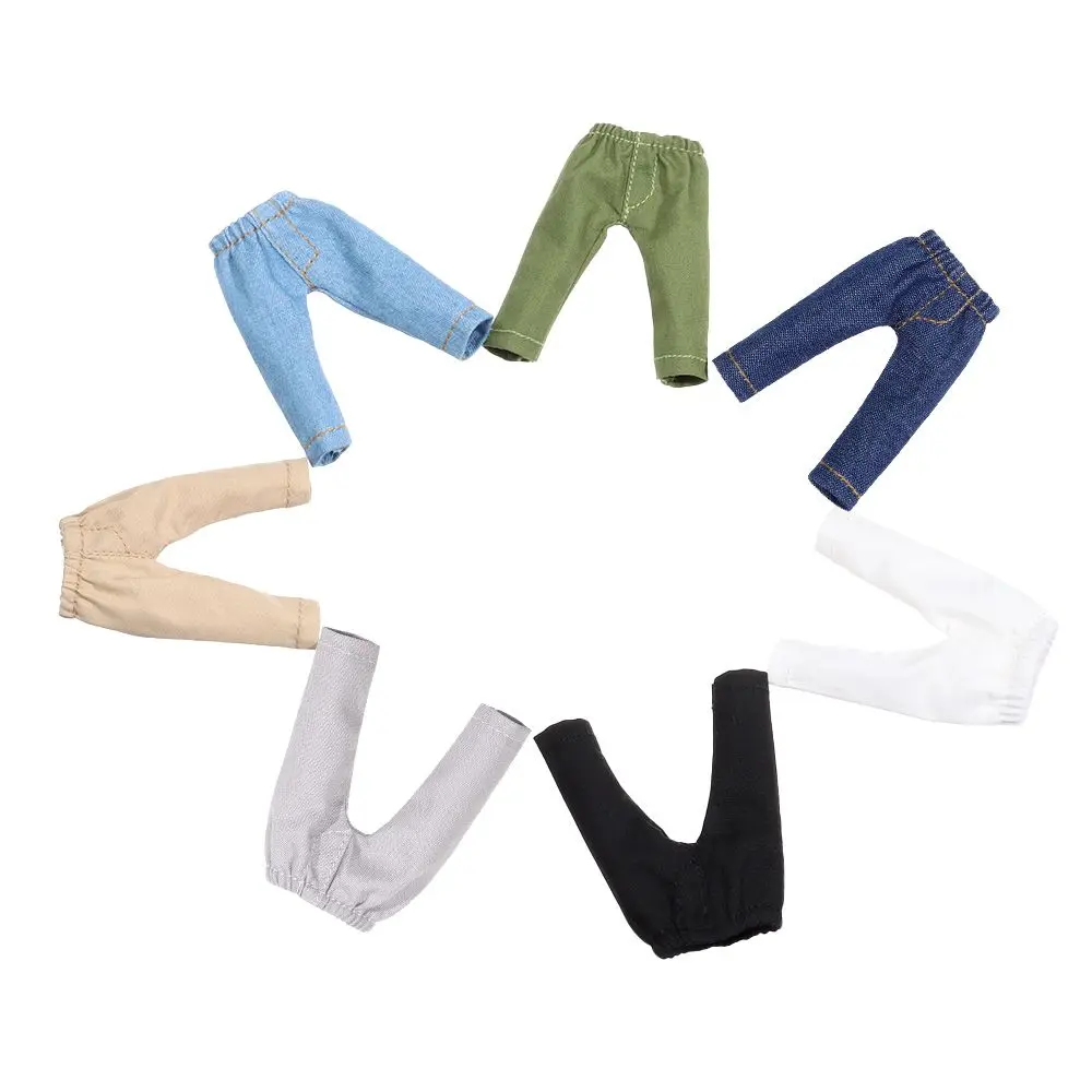 Fashion Denim Long Pants Doll Tights Pants Leggings For 1/11 1/12 Mini Doll Casual Wears Pants Clothes