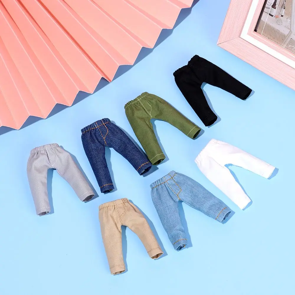 Fashion Denim Long Pants Doll Tights Pants Leggings For 1/11 1/12 Mini Doll Casual Wears Pants Clothes