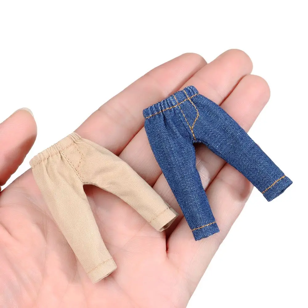 Fashion Denim Long Pants Doll Tights Pants Leggings For 1/11 1/12 Mini Doll Casual Wears Pants Clothes