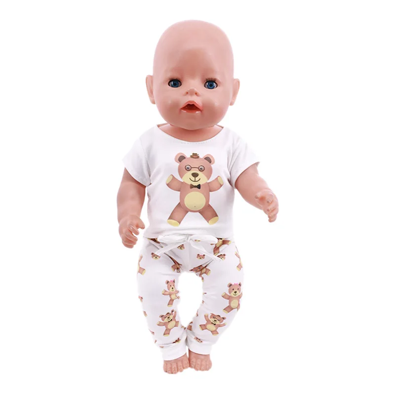 2 Pcs/Set Cute Pajamas Doll Accessories Clothes Dress For 18 Inch Girl Doll & 43 cm New Baby Doll,Our Generation,gifts