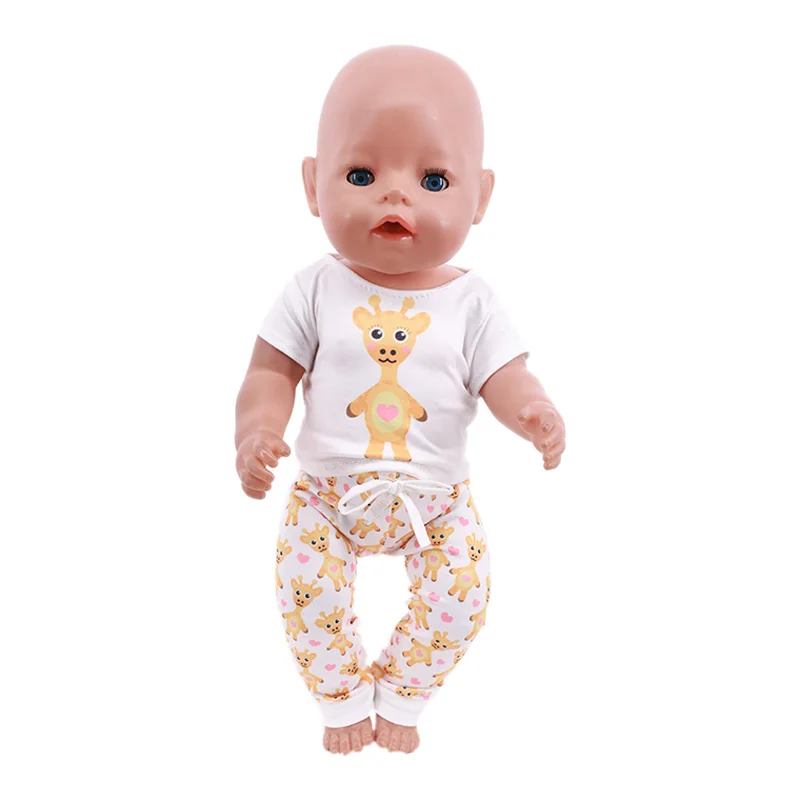 2 Pcs/Set Cute Pajamas Doll Accessories Clothes Dress For 18 Inch Girl Doll & 43 cm New Baby Doll,Our Generation,gifts