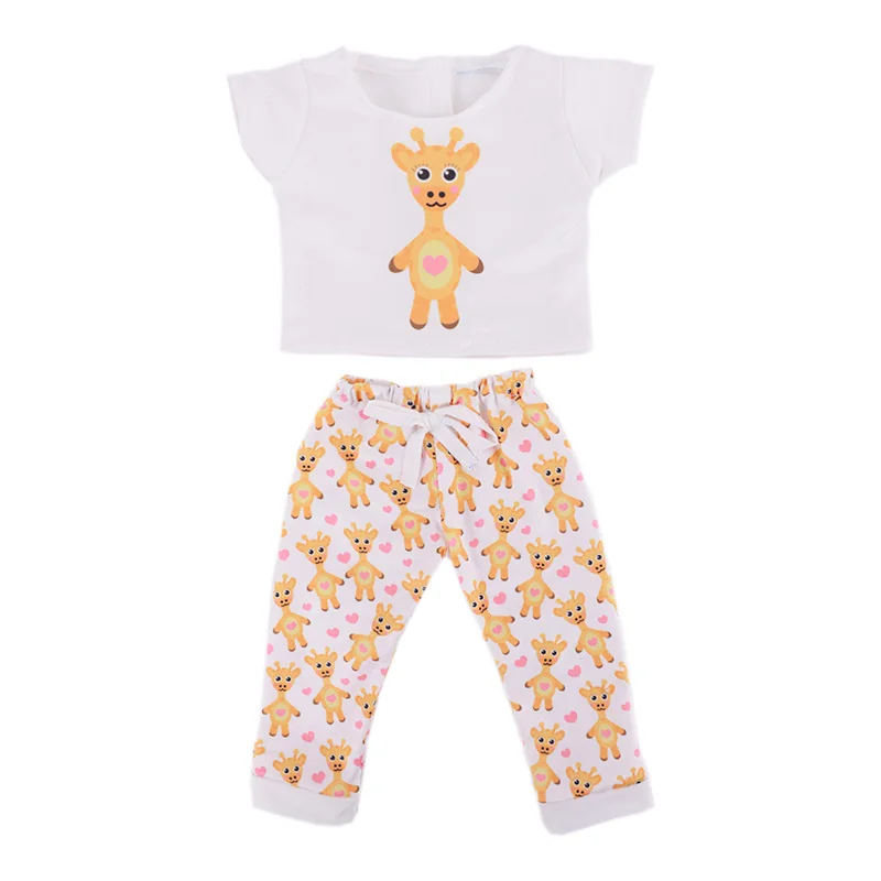 2 Pcs/Set Cute Pajamas Doll Accessories Clothes Dress For 18 Inch Girl Doll & 43 cm New Baby Doll,Our Generation,gifts