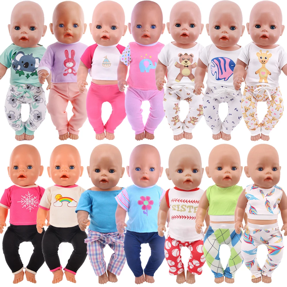 2 Pcs/Set Cute Pajamas Doll Accessories Clothes Dress For 18 Inch Girl Doll & 43 cm New Baby Doll,Our Generation,gifts