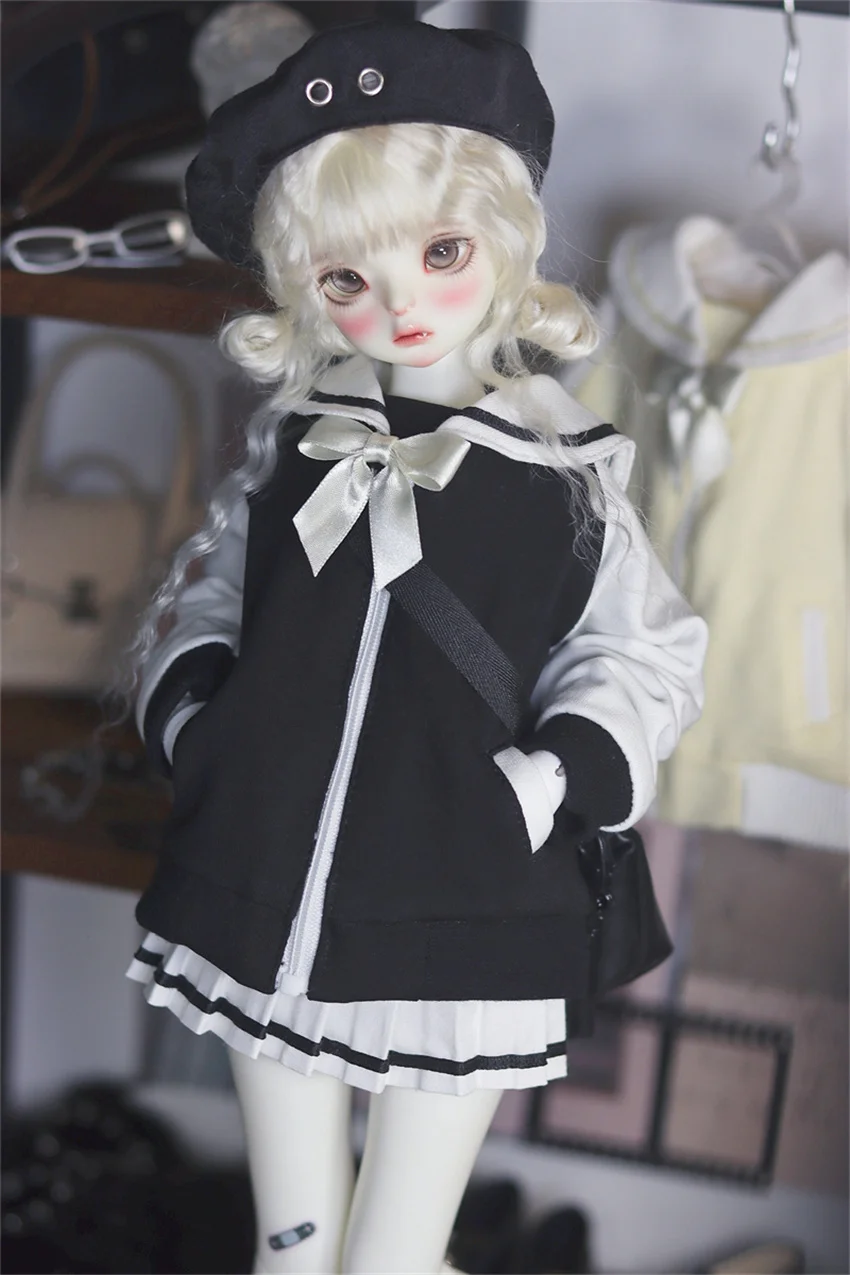 BJD/SD Doll Clothes 1/3 1/4 1/6 Girls Collar Sailor Sets Black Yellow Coats Dress Skirt Multi-color Doll Accessories (No Dolls)