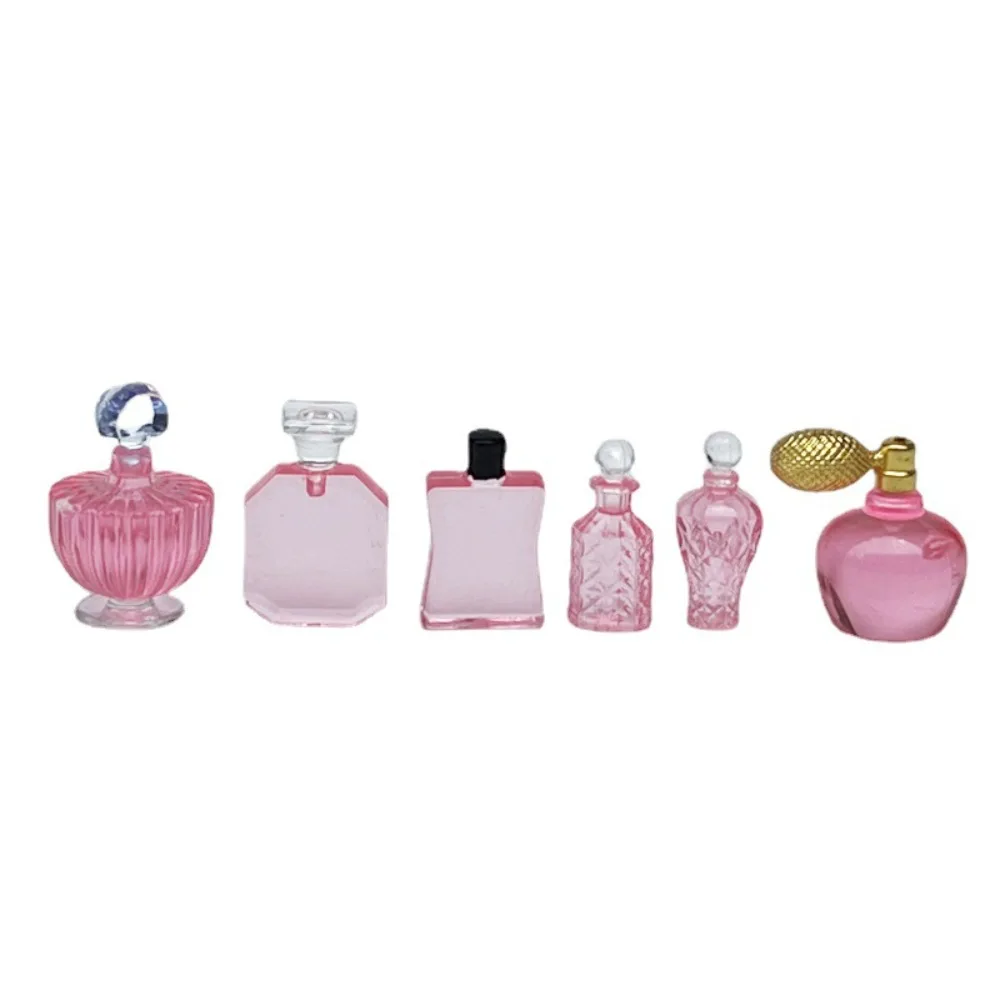 6Pcs/Set 1:12 Scale Perfume Model Doll House Pink/blue Perfume Model Perfume Miniature Furniture Model Mini Plastic