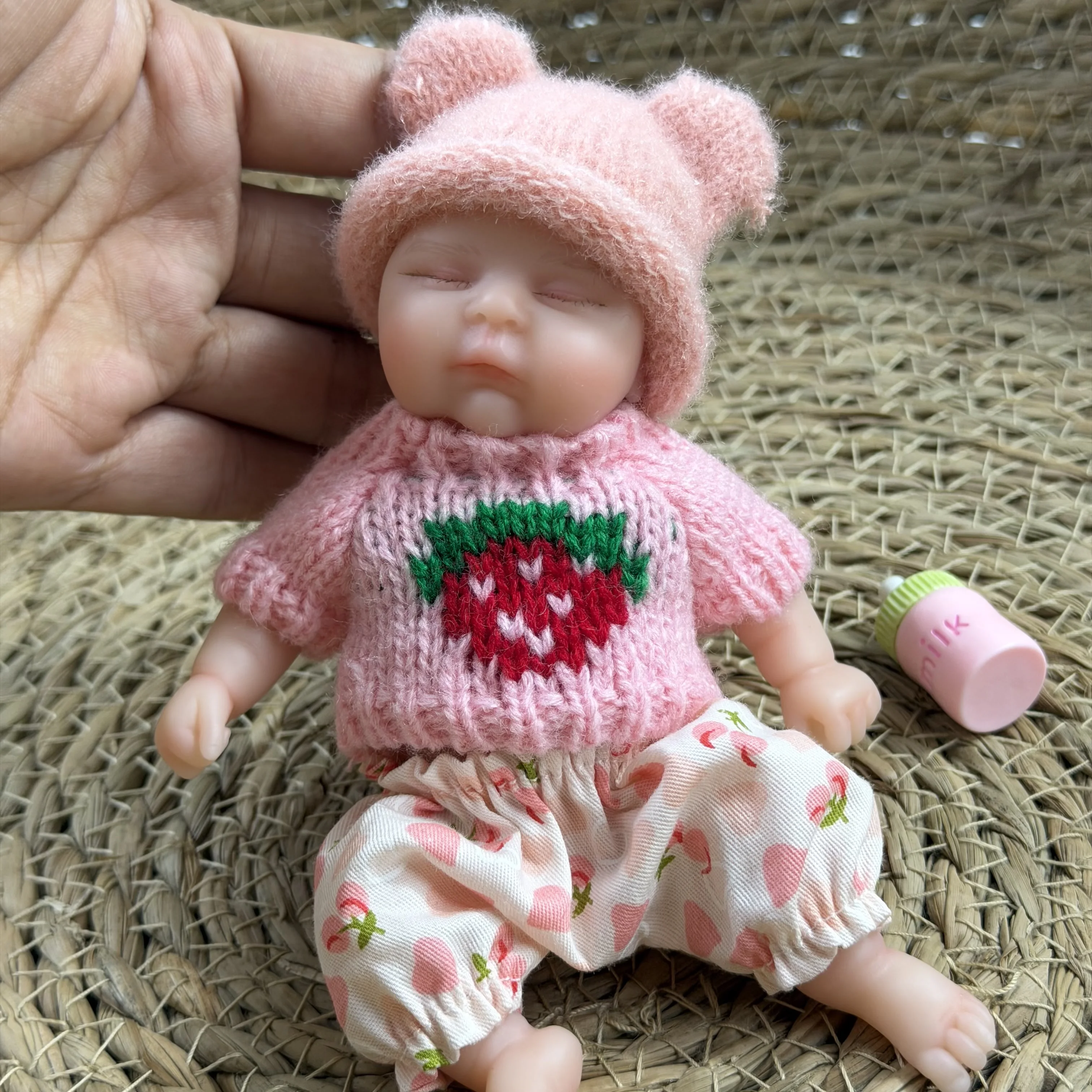 6 Inch Chubby Peaches All Silicone Reborn Doll Lifelike Soft Solid Silicone Washable Doll Stress-relieving Toys