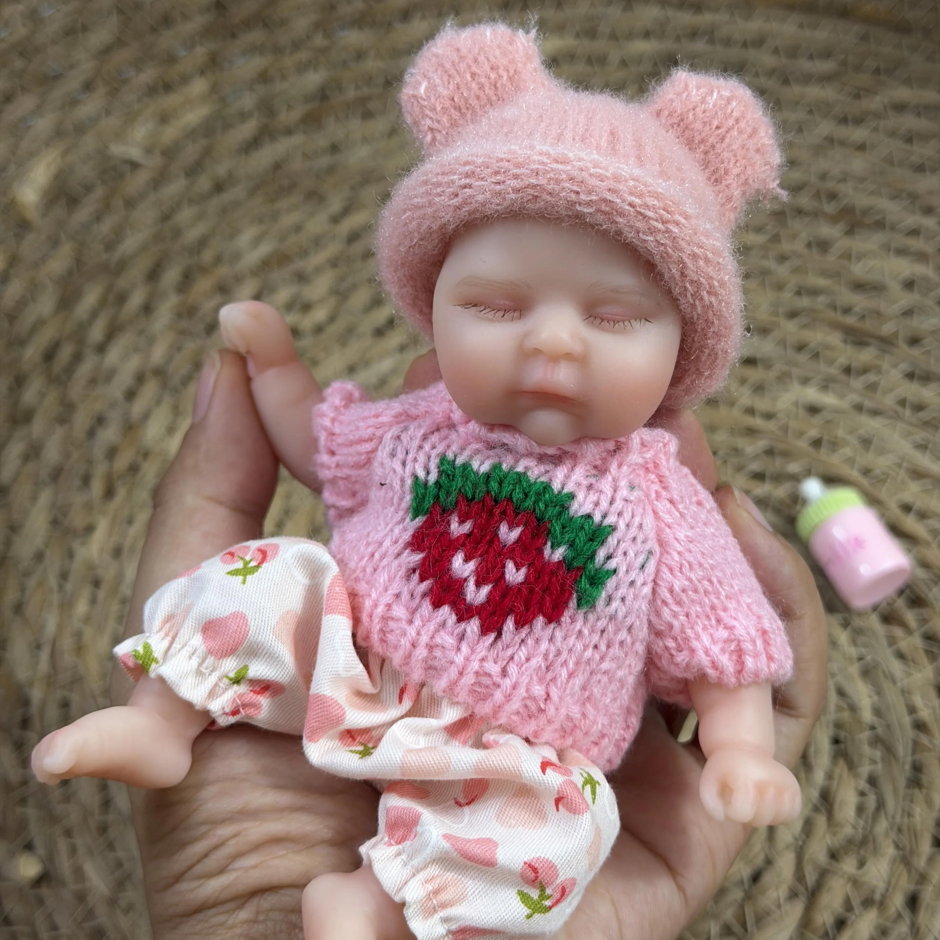 6 Inch Chubby Peaches All Silicone Reborn Doll Lifelike Soft Solid Silicone Washable Doll Stress-relieving Toys