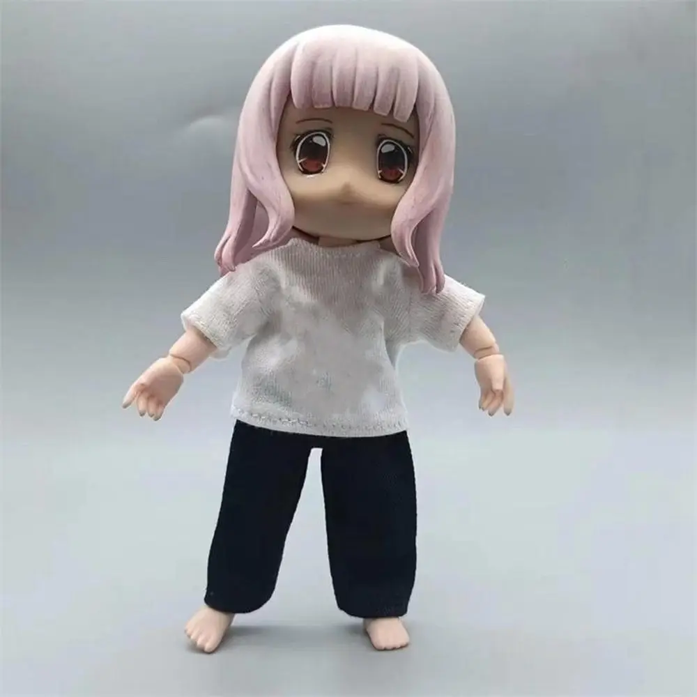 Fashion T-shirt Trousers For 1/11 OB11 Dolls For 1/12 Bjd/GSC Doll Clothes Denim Pants DIY Obitsu 11 Doll Clothes Accessories To