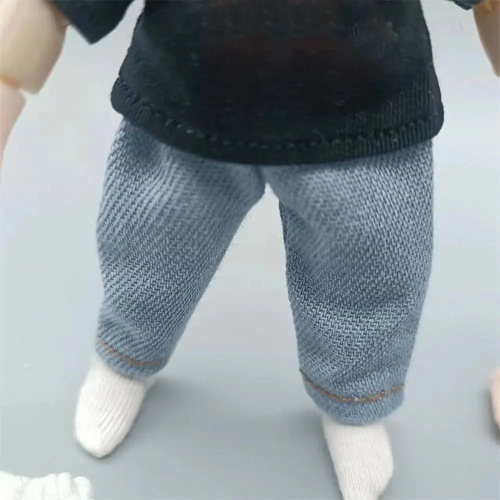 Fashion T-shirt Trousers For 1/11 OB11 Dolls For 1/12 Bjd/GSC Doll Clothes Denim Pants DIY Obitsu 11 Doll Clothes Accessories To