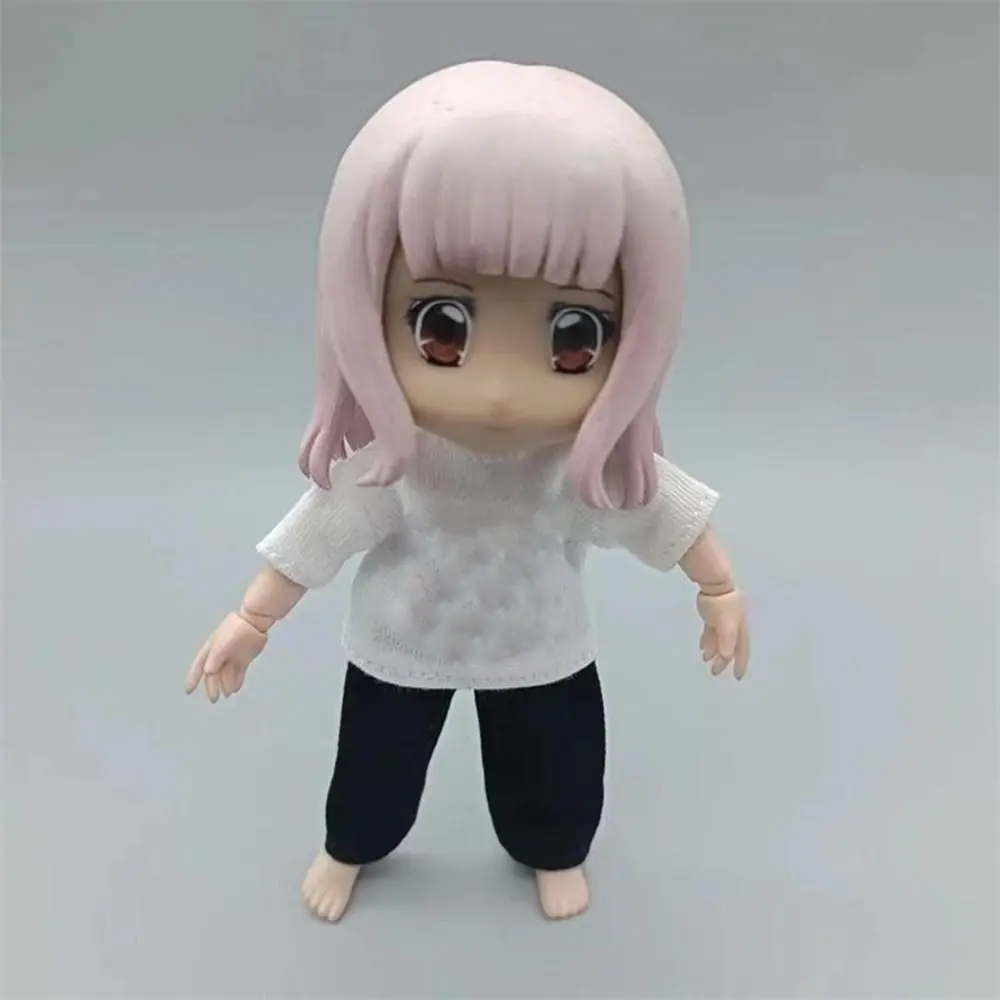 Fashion T-shirt Trousers For 1/11 OB11 Dolls For 1/12 Bjd/GSC Doll Clothes Denim Pants DIY Obitsu 11 Doll Clothes Accessories To