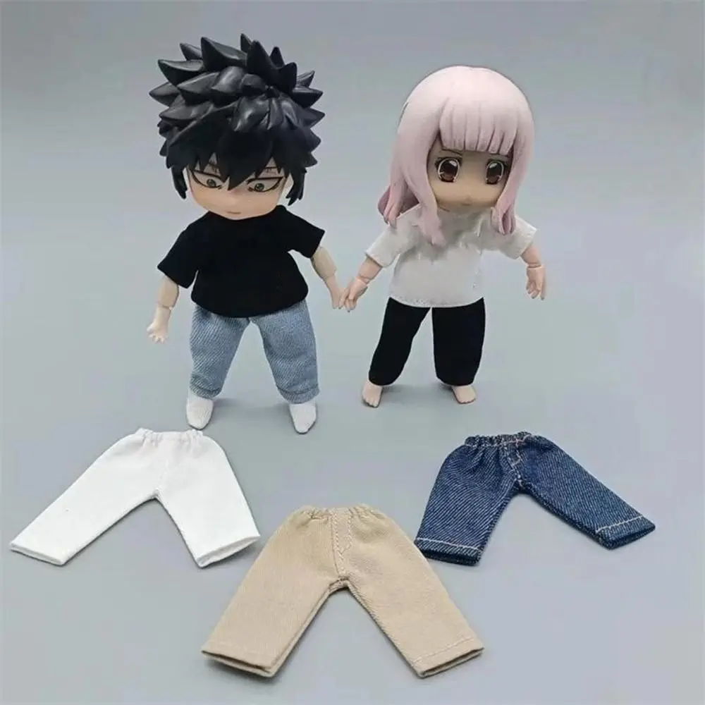 Fashion T-shirt Trousers For 1/11 OB11 Dolls For 1/12 Bjd/GSC Doll Clothes Denim Pants DIY Obitsu 11 Doll Clothes Accessories To