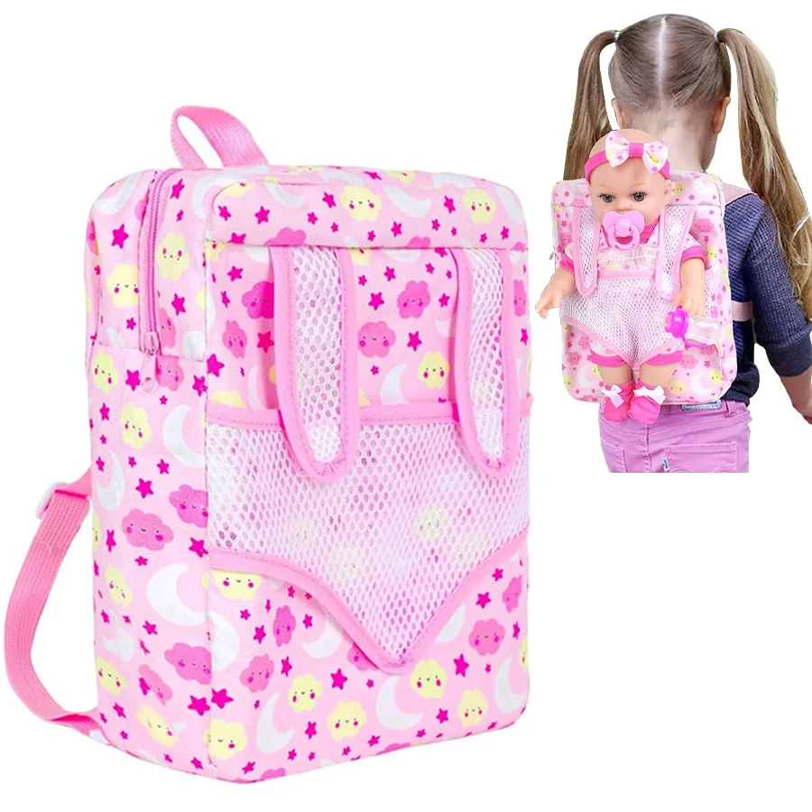 Fashion Newborn Backpack Doll Cute Flower Handbag for Girls Dolls Out Going Carry Bag Christmas Birthday Gift