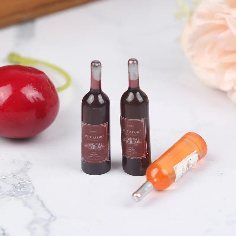 10Pcs 1/12 Dollhouse Miniature Bottles Of Red Wine Dollhouse Kitchen Food Toys