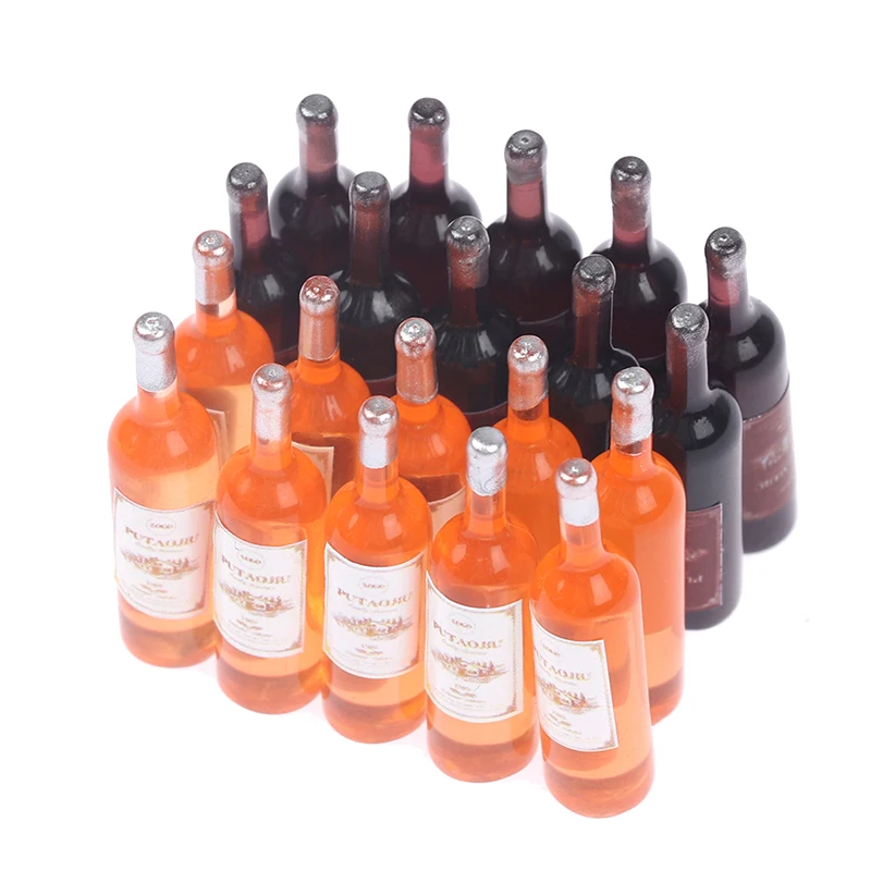 10Pcs 1/12 Dollhouse Miniature Bottles Of Red Wine Dollhouse Kitchen Food Toys