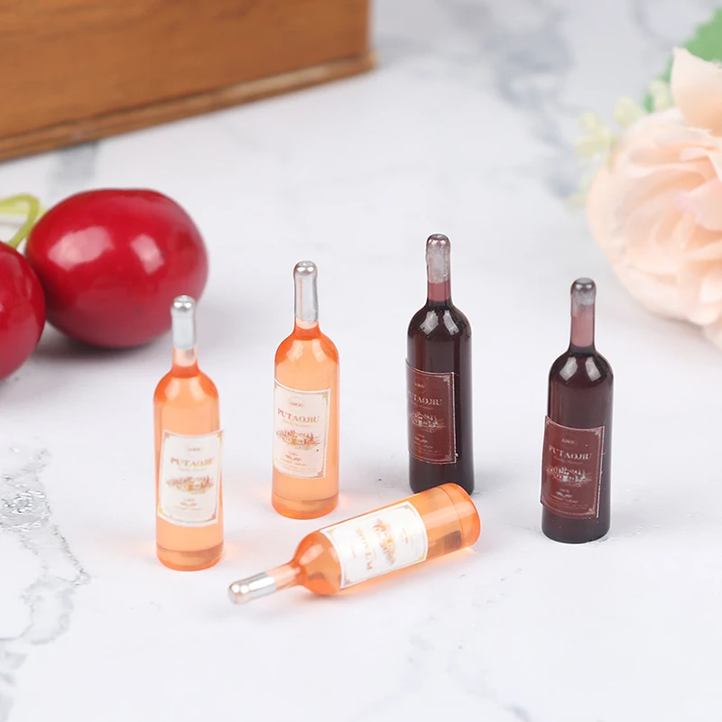 10Pcs 1/12 Dollhouse Miniature Bottles Of Red Wine Dollhouse Kitchen Food Toys