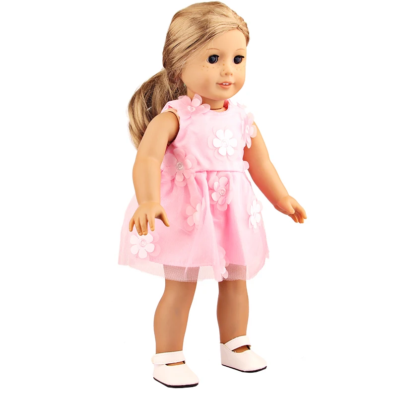 Adorable Pink Floral Doll Dress for 18-Inch American Dolls And 43-Cm Newborn Baby Girl Doll Clothes Suitable for OG Dolls
