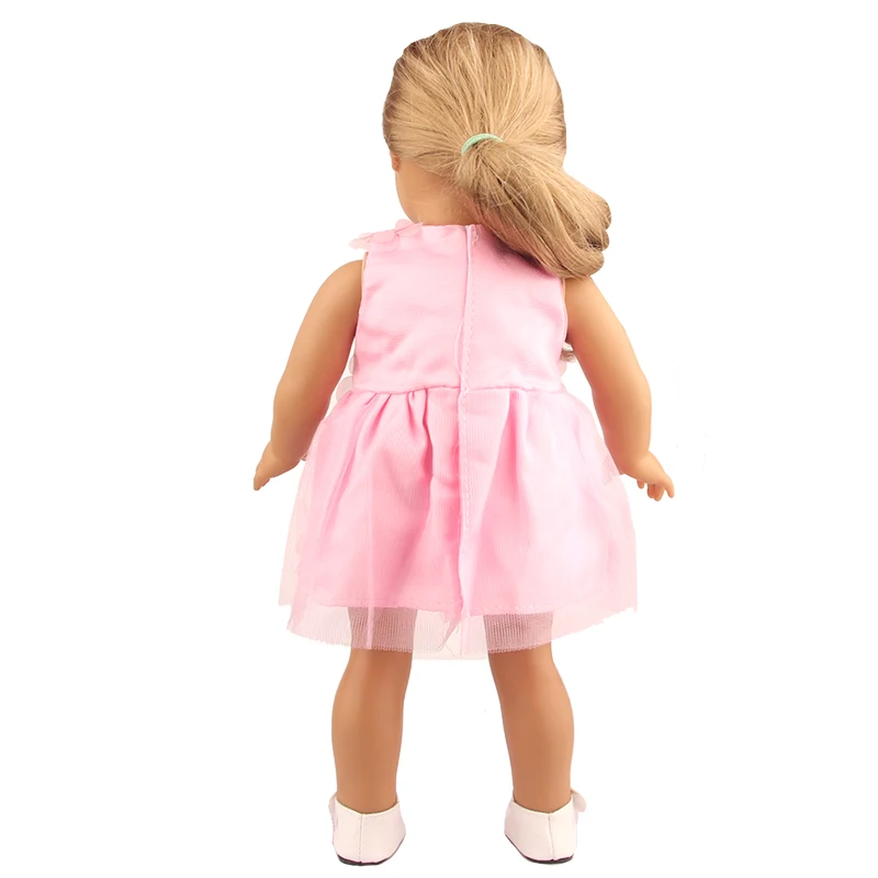 Adorable Pink Floral Doll Dress for 18-Inch American Dolls And 43-Cm Newborn Baby Girl Doll Clothes Suitable for OG Dolls