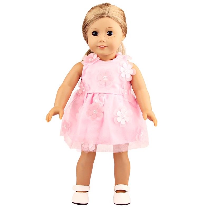 Adorable Pink Floral Doll Dress for 18-Inch American Dolls And 43-Cm Newborn Baby Girl Doll Clothes Suitable for OG Dolls