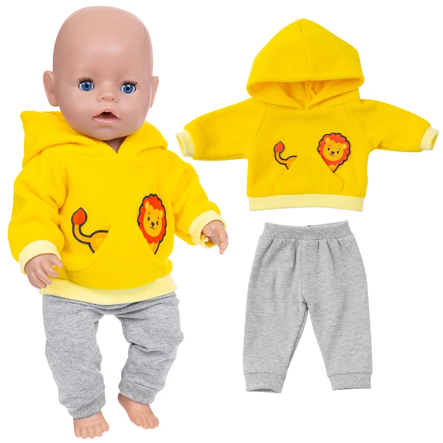 Kawaii Animal Hoodie Sweat Pants Suits for 16-18Inch 45cm Baby Doll Reborn Baby Doll Clothes Warm Clothing Accessories Girl Gift