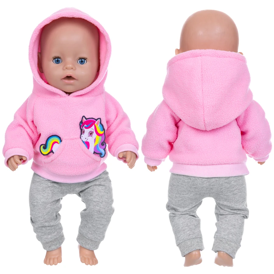 Kawaii Animal Hoodie Sweat Pants Suits for 16-18Inch 45cm Baby Doll Reborn Baby Doll Clothes Warm Clothing Accessories Girl Gift