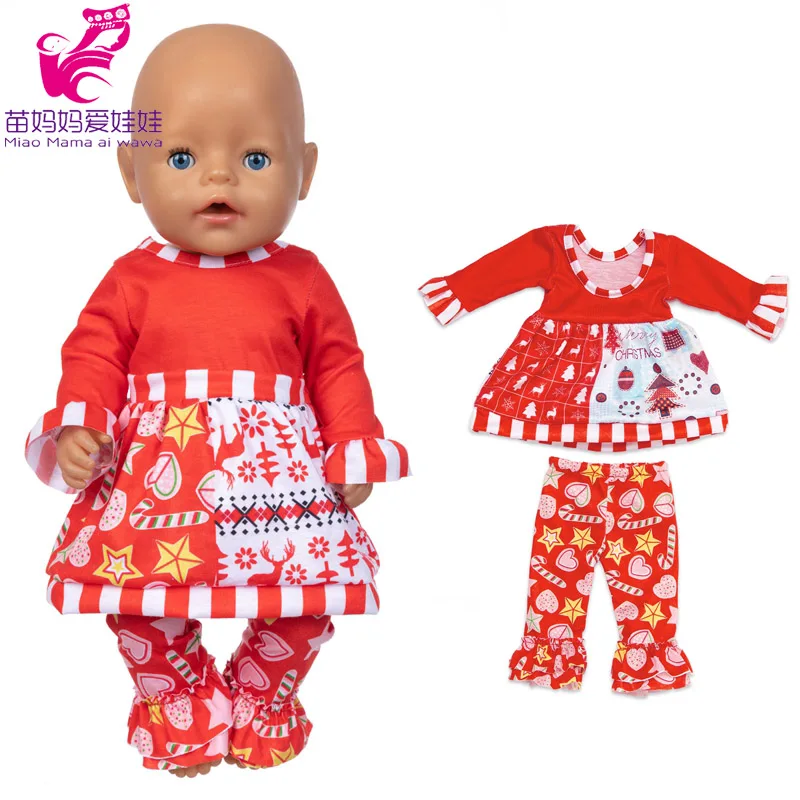 Winter Hoody Coat And Flower Strap Dress Pants Outfit for 43cm 18-Inch AG Girl Dolls Baby Doll Clothes Set