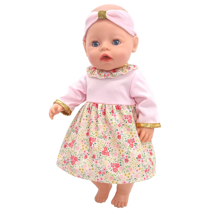 Winter Hoody Coat And Flower Strap Dress Pants Outfit for 43cm 18-Inch AG Girl Dolls Baby Doll Clothes Set