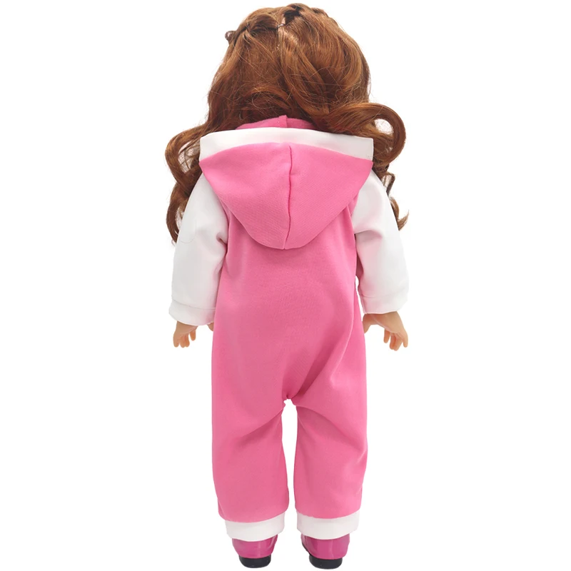 Winter Hoody Coat And Flower Strap Dress Pants Outfit for 43cm 18-Inch AG Girl Dolls Baby Doll Clothes Set