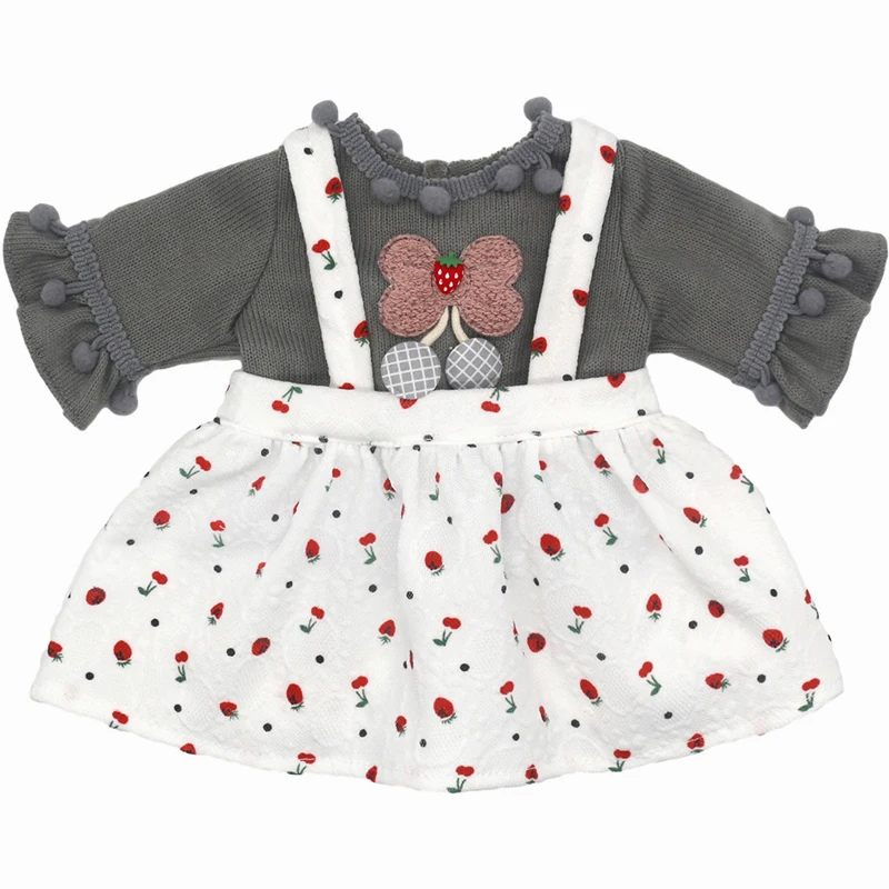 Winter Hoody Coat And Flower Strap Dress Pants Outfit for 43cm 18-Inch AG Girl Dolls Baby Doll Clothes Set