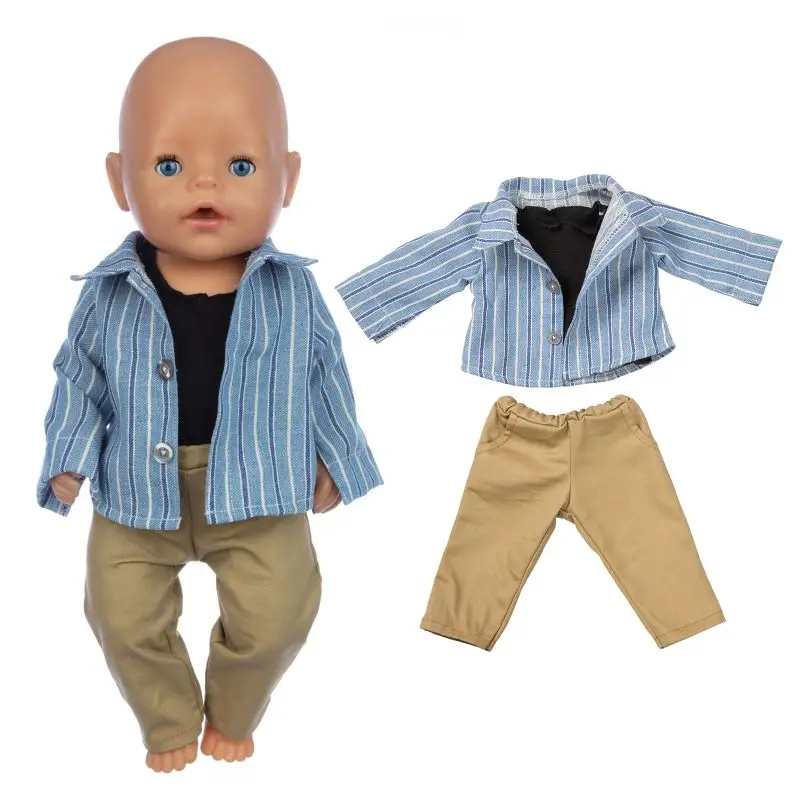 Winter Hoody Coat And Flower Strap Dress Pants Outfit for 43cm 18-Inch AG Girl Dolls Baby Doll Clothes Set